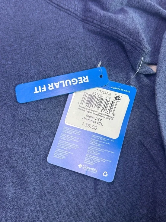 Columbia Men's Slate Blue Long Sleeve Henley - Picture 7 of 9